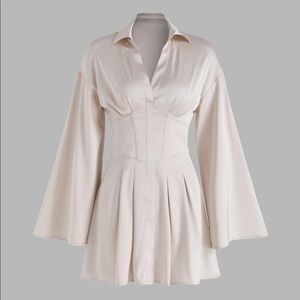 Cider Satin Bell sleeve corset dress - size S